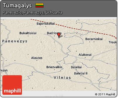 Shaded Relief Panoramic Map of Tumagalys
