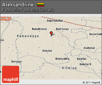 Shaded Relief Panoramic Map of Aleksandrinė