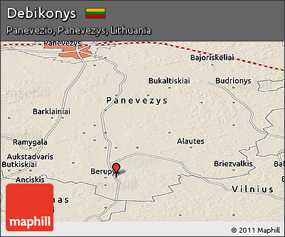 Shaded Relief Panoramic Map of Debikonys