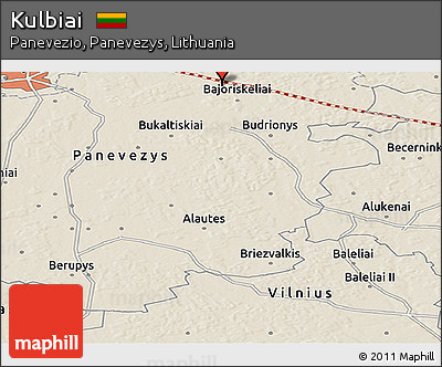 Shaded Relief Panoramic Map of Kulbiai
