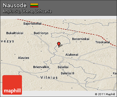 Shaded Relief Panoramic Map of Nausodė