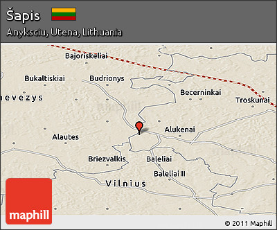 Shaded Relief Panoramic Map of Šapis