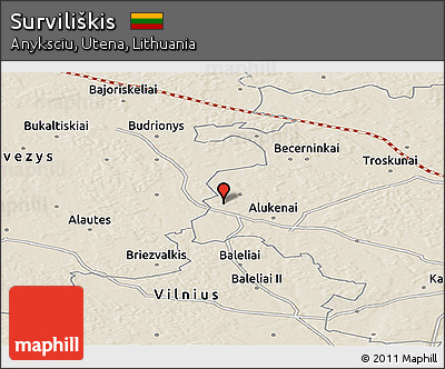 Shaded Relief Panoramic Map of Surviliškis