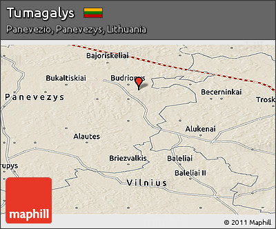 Shaded Relief Panoramic Map of Tumagalys