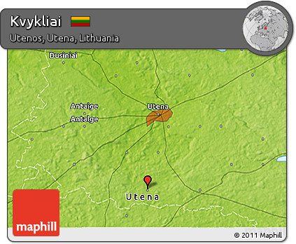 Physical 3D Map of Kvykliai