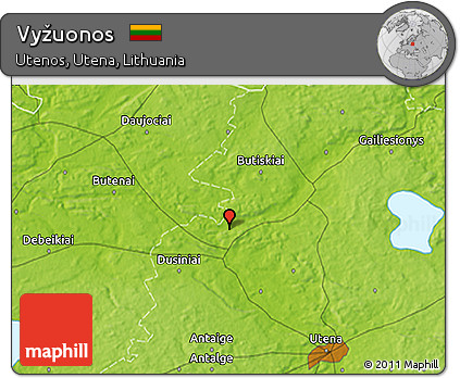 Physical 3D Map of Vyžuonos