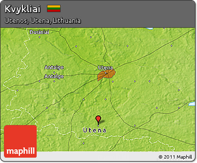 Physical 3D Map of Kvykliai