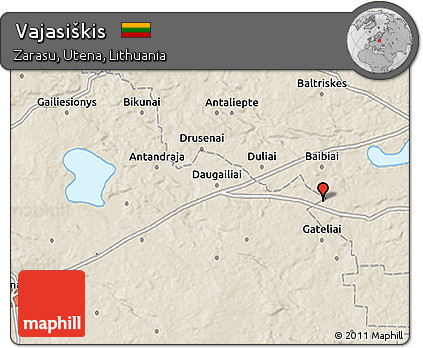 Shaded Relief 3D Map of Vajasiškis