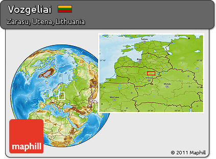 Physical Location Map of Vozgėliai