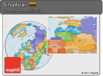 Political Location Map of Sirvydžiai