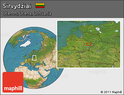 Satellite Location Map of Sirvydžiai
