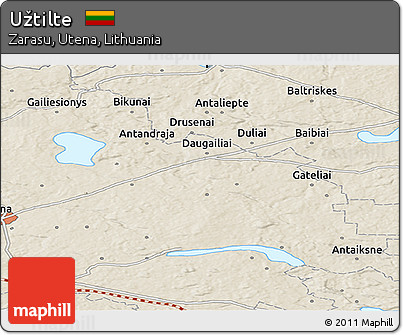 Shaded Relief Panoramic Map of Užtilte