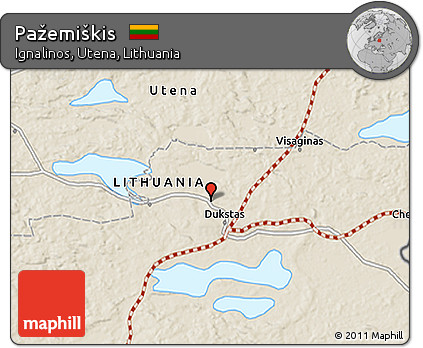 Shaded Relief 3D Map of Pažemiškis