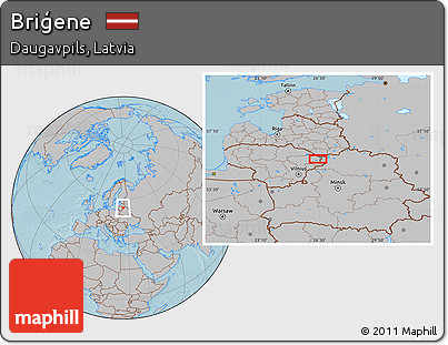 Gray Location Map of Briģene, hill shading