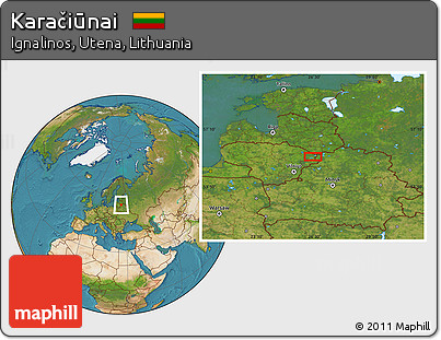 Satellite Location Map of Karačiūnai