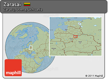 Savanna Style Location Map of Zarasai, hill shading