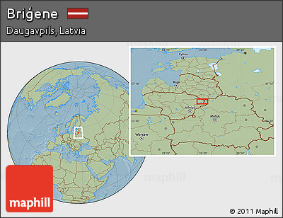 Savanna Style Location Map of Briģene, hill shading