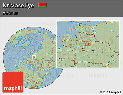 Savanna Style Location Map of Krivosel'ye, hill shading