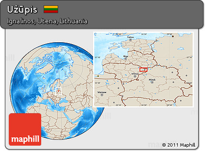 Shaded Relief Location Map of Užūpis