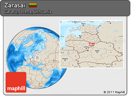 Shaded Relief Location Map of Zarasai