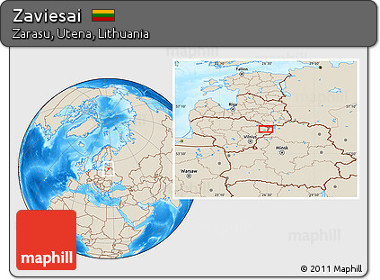 Shaded Relief Location Map of Zaviesai