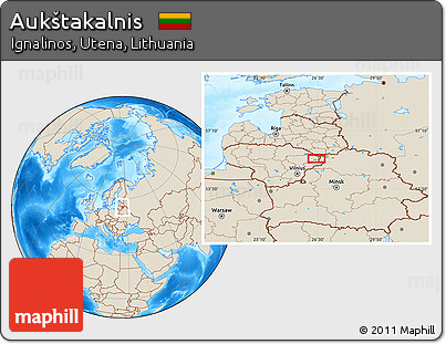 Shaded Relief Location Map of Aukštakalnis