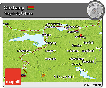 Physical Panoramic Map of Girchany