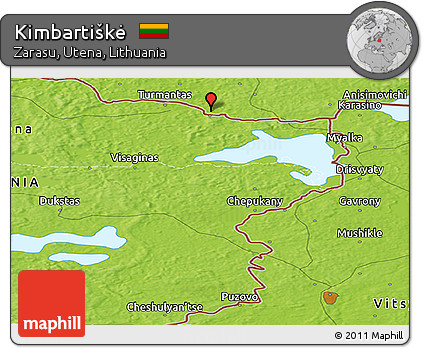 Physical Panoramic Map of Kimbartiškė