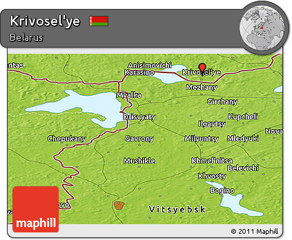 Physical Panoramic Map of Krivosel'ye