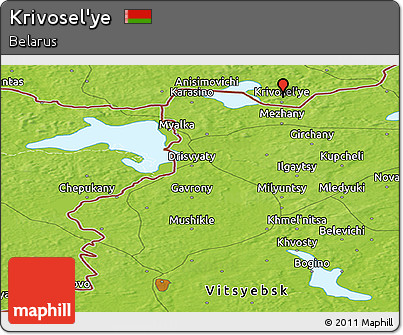 Physical Panoramic Map of Krivosel'ye