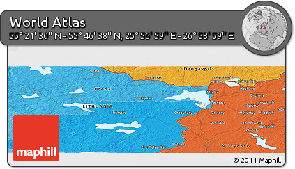 Political Panoramic Map of the Area around 55° 34' 4" N, 26° 25' 29" E