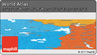 Political Panoramic Map of the Area around 55° 34' 4" N, 26° 25' 29" E