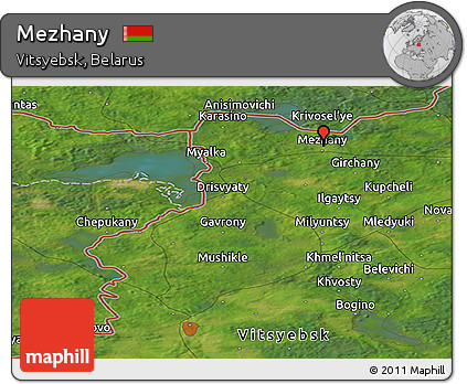 Satellite Panoramic Map of Mezhany