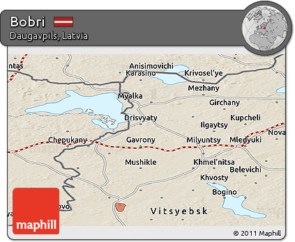 Shaded Relief Panoramic Map of Bobri