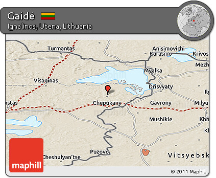 Shaded Relief Panoramic Map of Gaidė