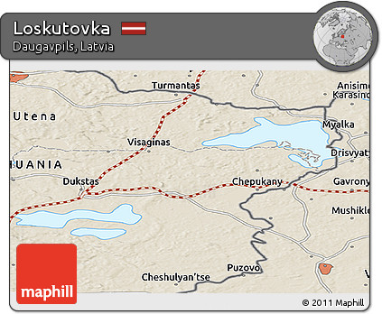 Shaded Relief Panoramic Map of Loskutovka