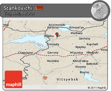 Shaded Relief Panoramic Map of Stankovichi