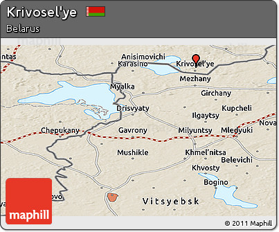 Shaded Relief Panoramic Map of Krivosel'ye