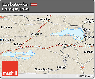 Shaded Relief Panoramic Map of Loskutovka