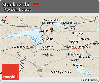 Shaded Relief Panoramic Map of Stankovichi