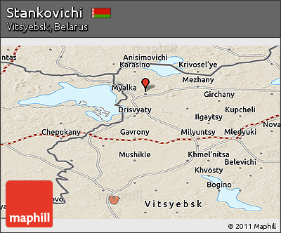 Shaded Relief Panoramic Map of Stankovichi