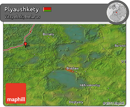 Satellite 3D Map of Plyaushkety