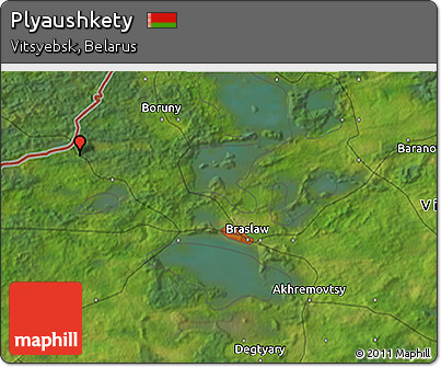 Satellite 3D Map of Plyaushkety