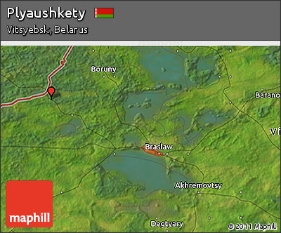 Satellite 3D Map of Plyaushkety