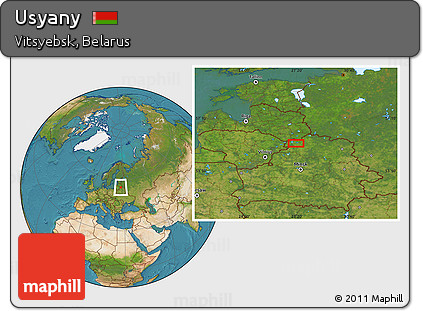 Satellite Location Map of Usyany