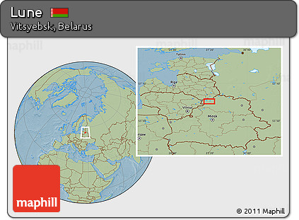 Savanna Style Location Map of Lune, hill shading