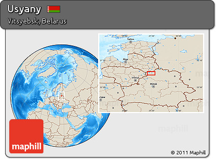 Shaded Relief Location Map of Usyany