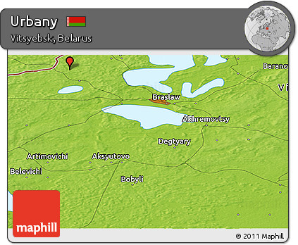 Physical Panoramic Map of Urbany