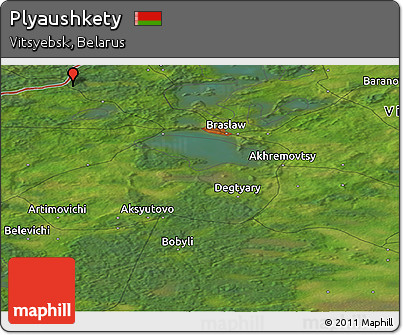 Satellite Panoramic Map of Plyaushkety