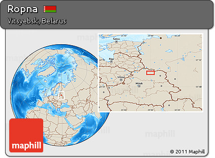 Shaded Relief Location Map of Ropna